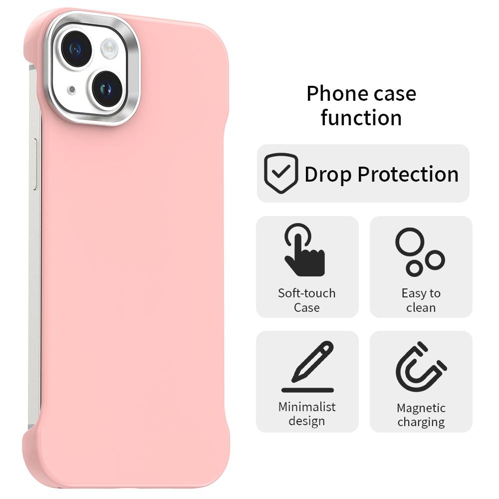 For iPhone 14 Ultra-Slim Frameless TPU + PET + PC Shockproof Phone Case - Pink - EDA009752914C