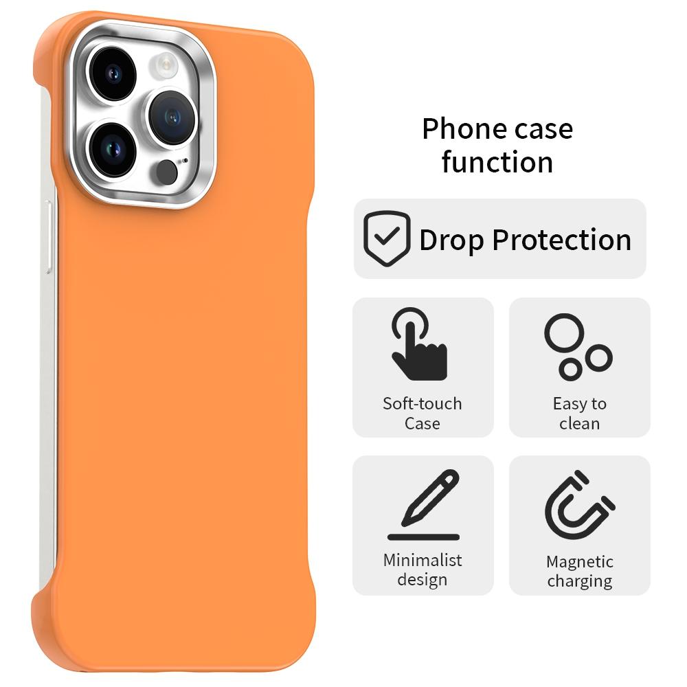 For iPhone 14 Pro Ultra-Slim Frameless TPU + PET + PC Shockproof Phone Case - Orange - EDA009752915B