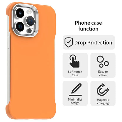 For iPhone 14 Pro Ultra-Slim Frameless TPU + PET + PC Shockproof Phone Case - Orange - EDA009752915B