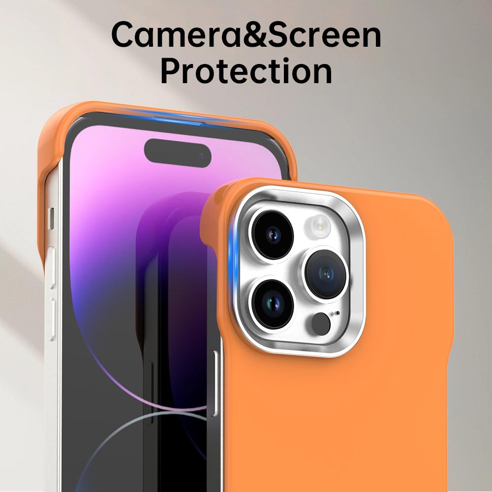 For iPhone 14 Pro Ultra-Slim Frameless TPU + PET + PC Shockproof Phone Case - Orange - EDA009752915B