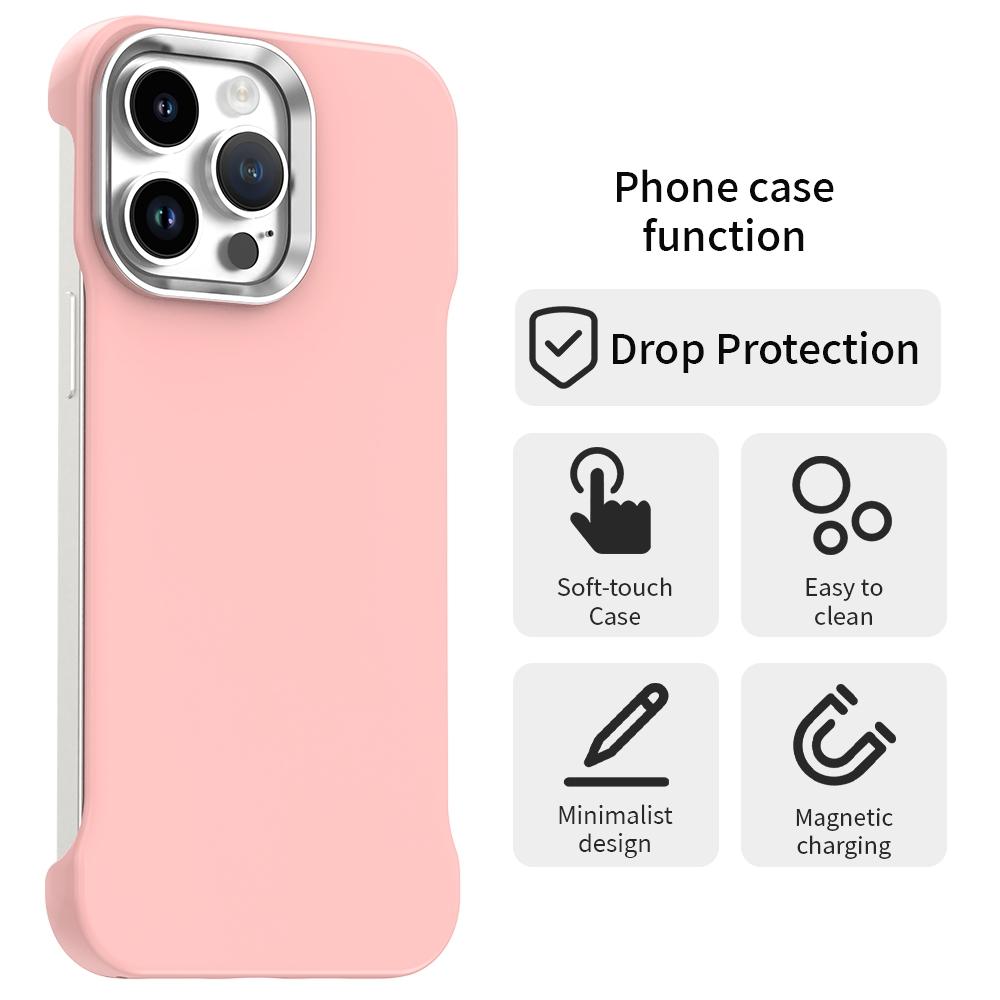 For iPhone 14 Pro Ultra-Slim Frameless TPU + PET + PC Shockproof Phone Case - Pink - EDA009752915C