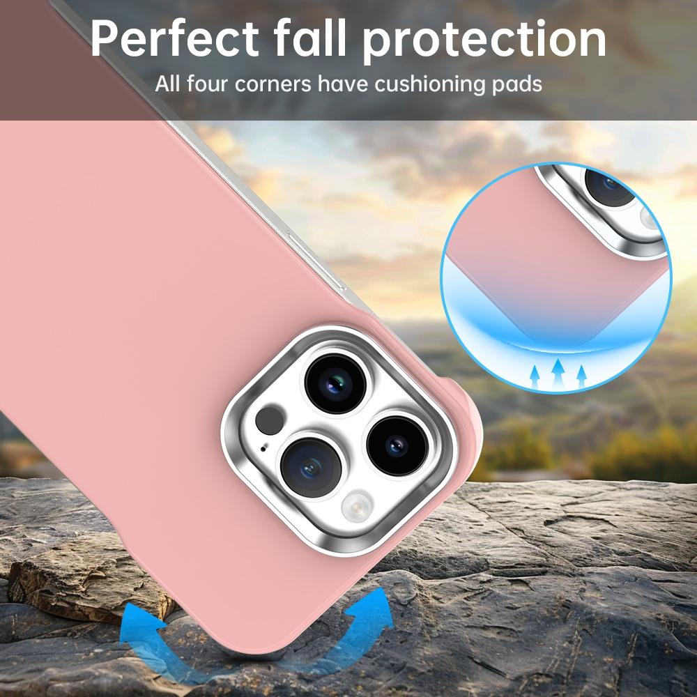 For iPhone 14 Pro Max Ultra-Slim Frameless TPU + PET + PC Shockproof Phone Case - Pink - EDA009752916C