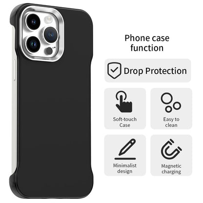 For iPhone 14 Pro Max Ultra-Slim Frameless TPU + PET + PC Shockproof Phone Case - Black - EDA009752916D
