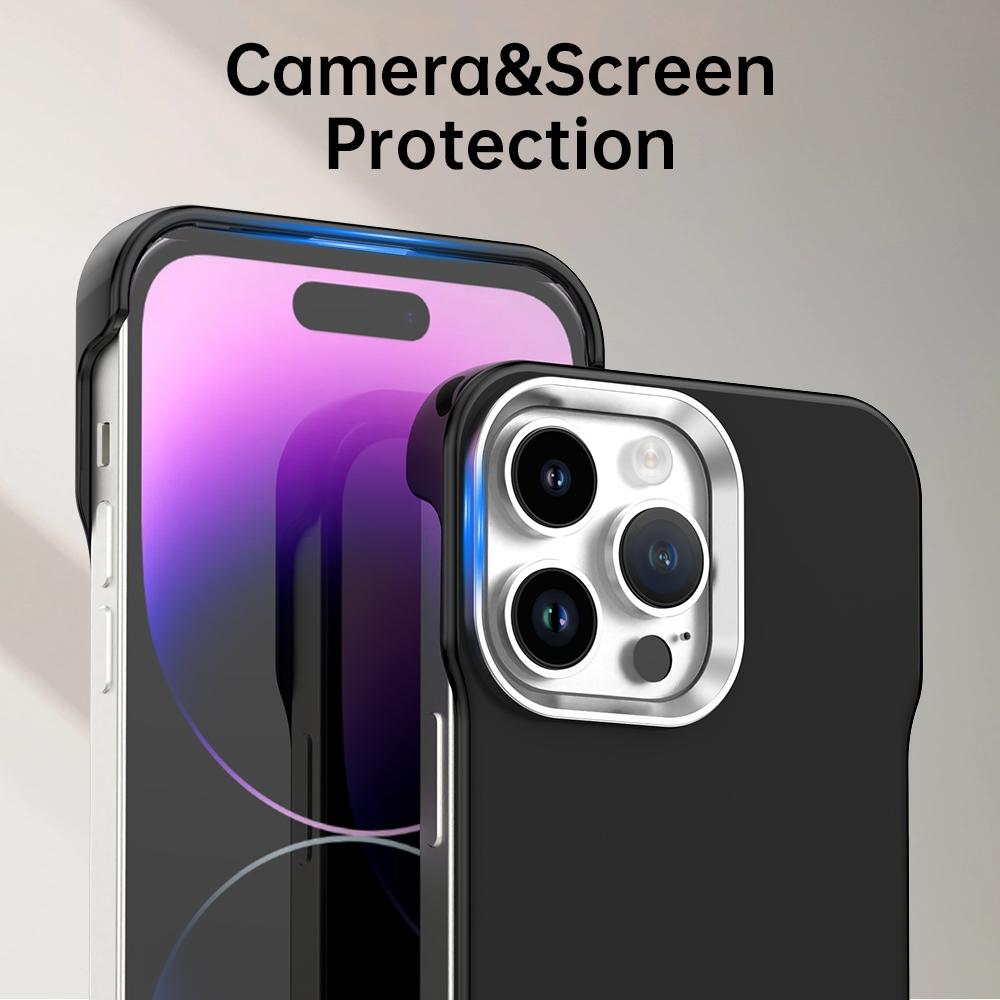For iPhone 14 Pro Max Ultra-Slim Frameless TPU + PET + PC Shockproof Phone Case - Black - EDA009752916D