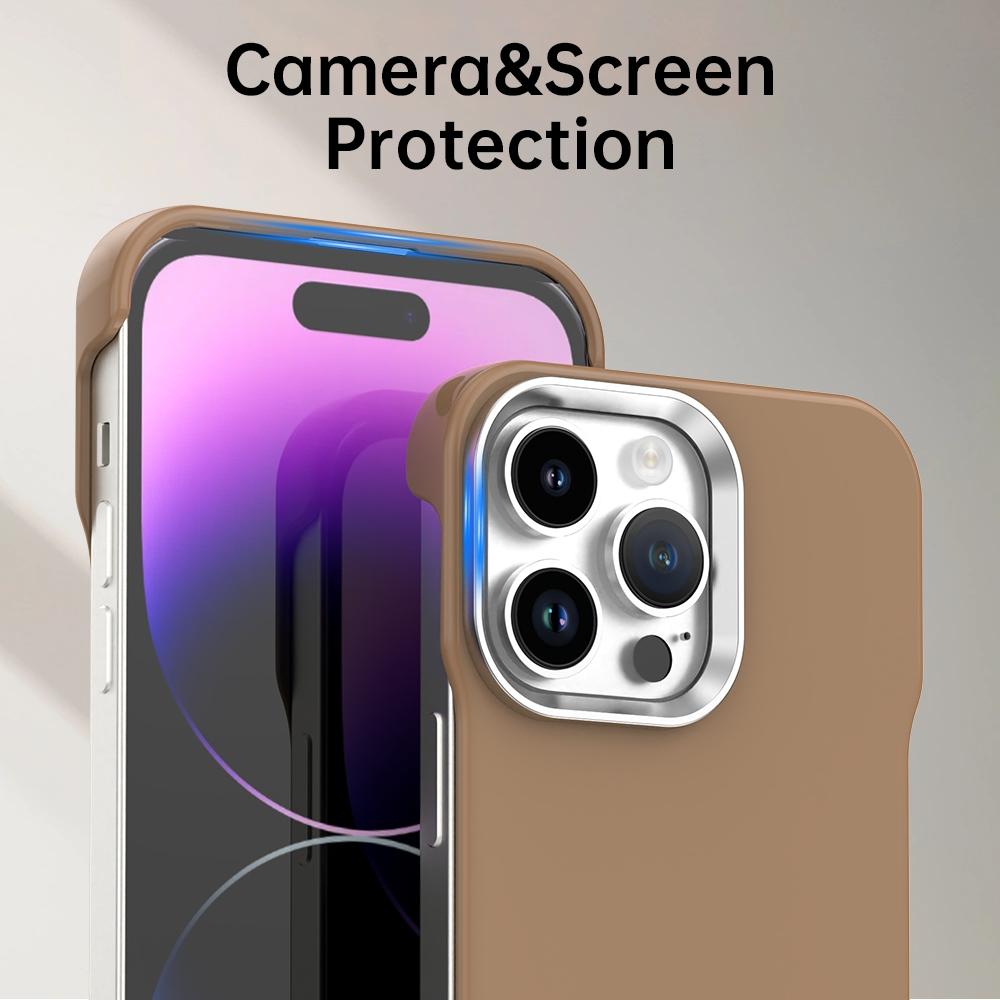 For iPhone 14 Pro Max Ultra-Slim Frameless TPU + PET + PC Shockproof Phone Case - Brown - EDA009752916H
