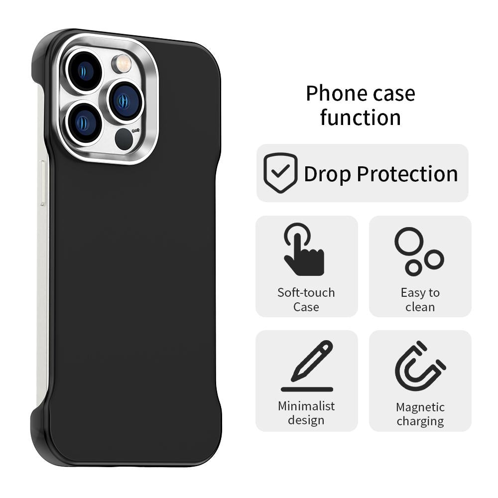 For iPhone 13 Pro Ultra-Slim Frameless TPU + PET + PC Shockproof Phone Case - Black - EDA009752918D