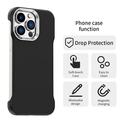 For iPhone 13 Pro Ultra-Slim Frameless TPU + PET + PC Shockproof Phone Case - Black - EDA009752918D