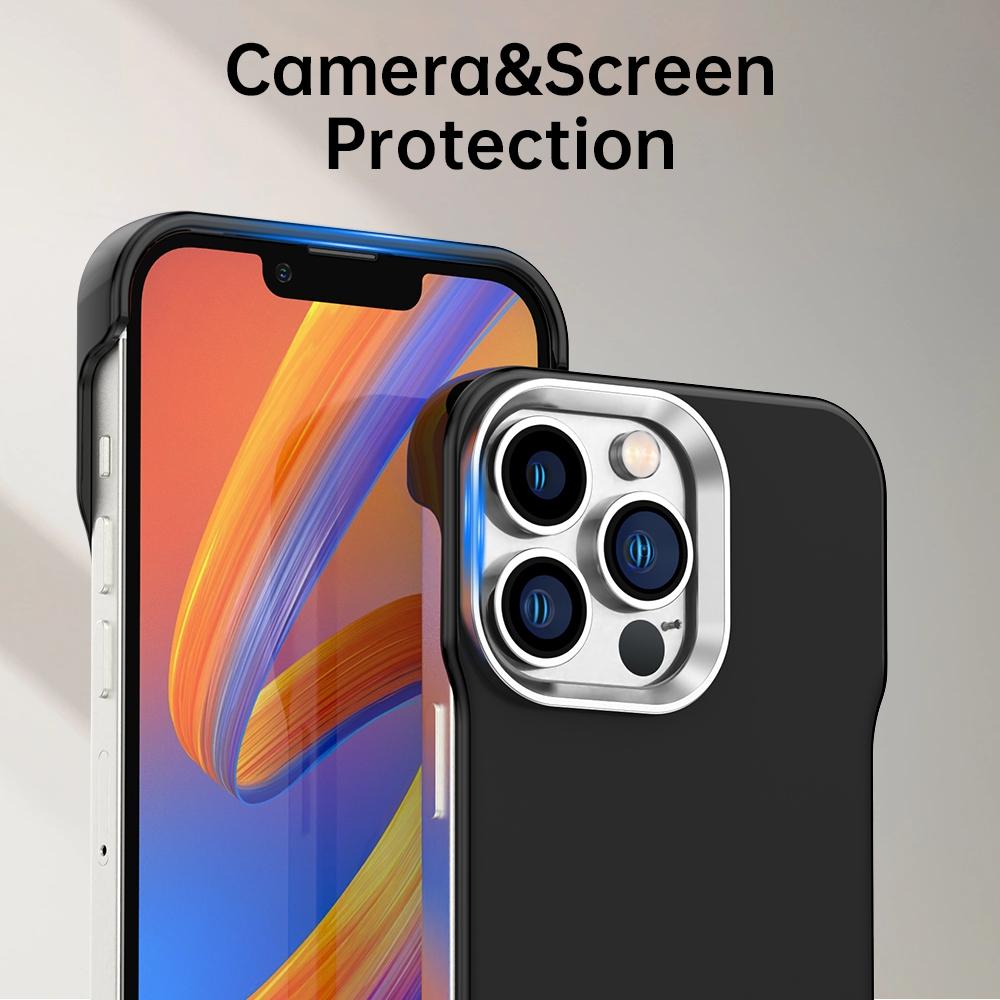 For iPhone 13 Pro Ultra-Slim Frameless TPU + PET + PC Shockproof Phone Case - Black - EDA009752918D