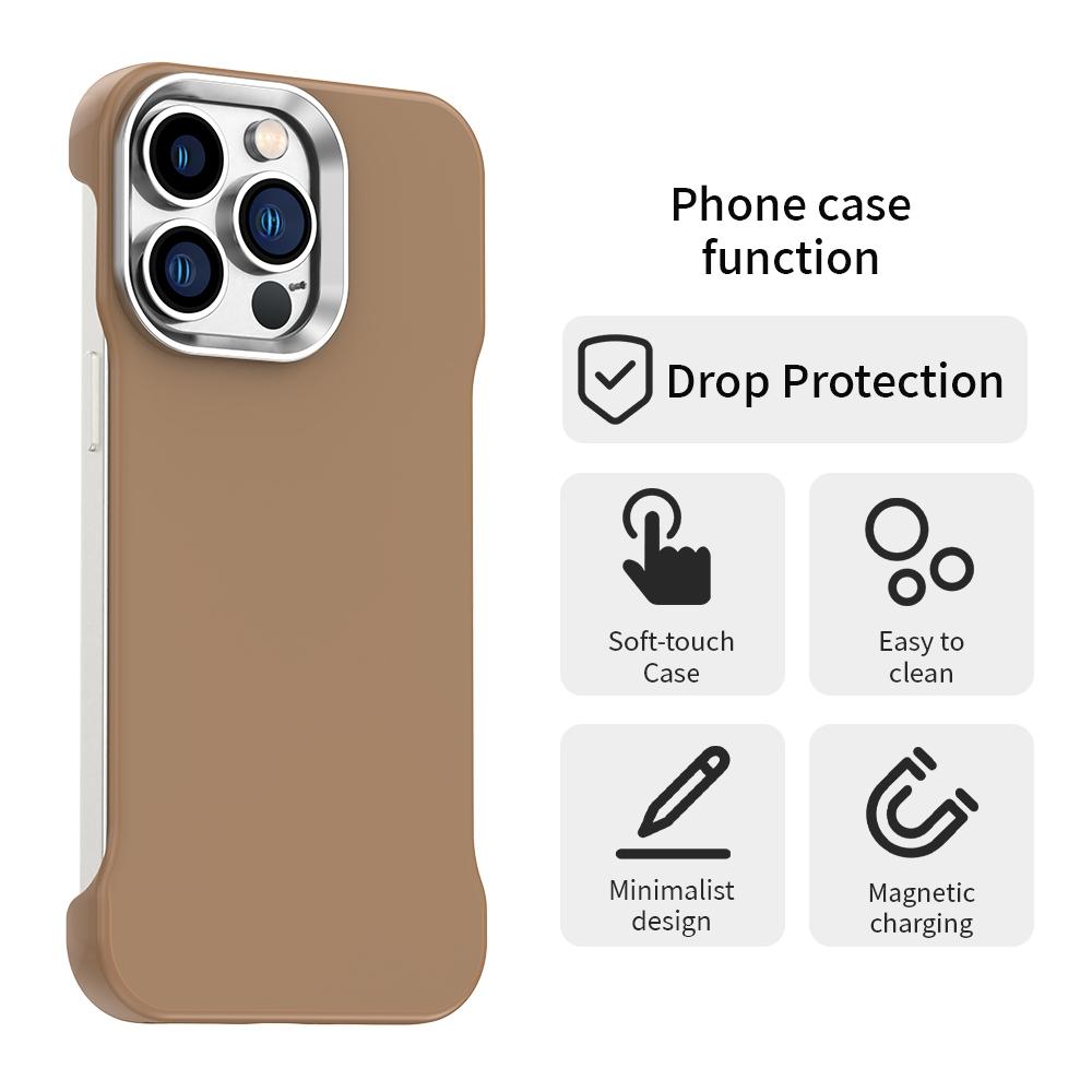 For iPhone 13 Pro Ultra-Slim Frameless TPU + PET + PC Shockproof Phone Case - Brown - EDA009752918H