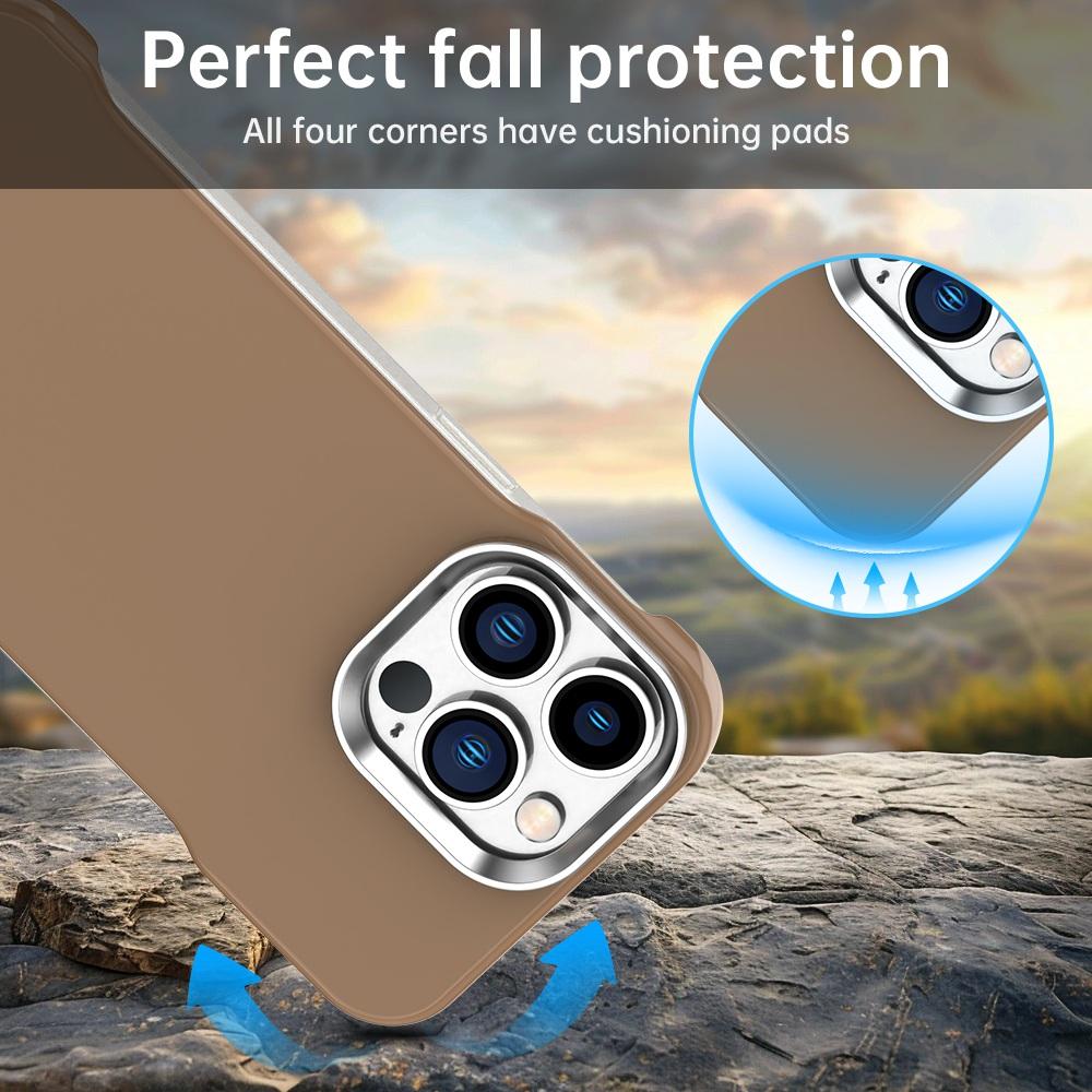 For iPhone 13 Pro Ultra-Slim Frameless TPU + PET + PC Shockproof Phone Case - Brown - EDA009752918H