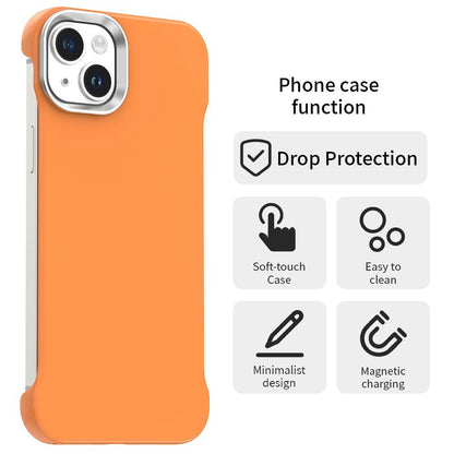 For iPhone 13 Ultra-Slim Frameless TPU + PET + PC Shockproof Phone Case - Orange - EDA009752919B