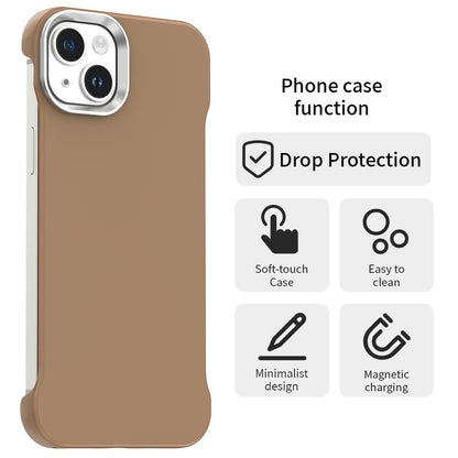 For iPhone 13 Ultra-Slim Frameless TPU + PET + PC Shockproof Phone Case - Brown - EDA009752919H