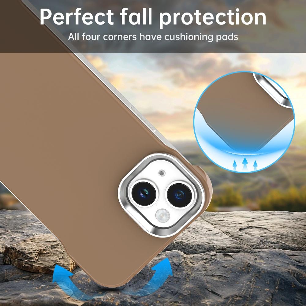 For iPhone 13 Ultra-Slim Frameless TPU + PET + PC Shockproof Phone Case - Brown - EDA009752919H