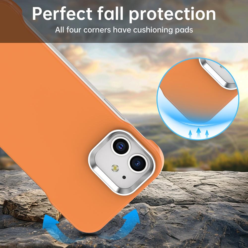 For iPhone 12 Ultra-Slim Frameless TPU + PET + PC Shockproof Phone Case - Orange - EDA009752920B