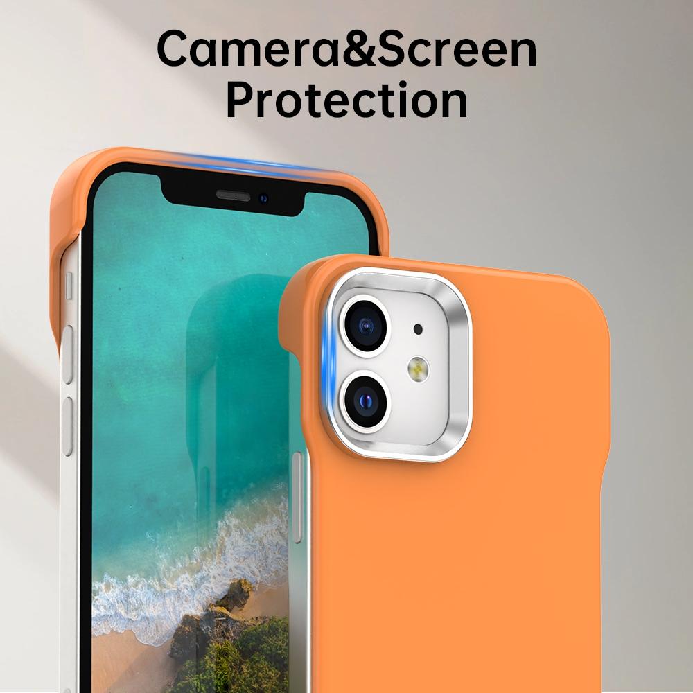 For iPhone 12 Ultra-Slim Frameless TPU + PET + PC Shockproof Phone Case - Orange - EDA009752920B