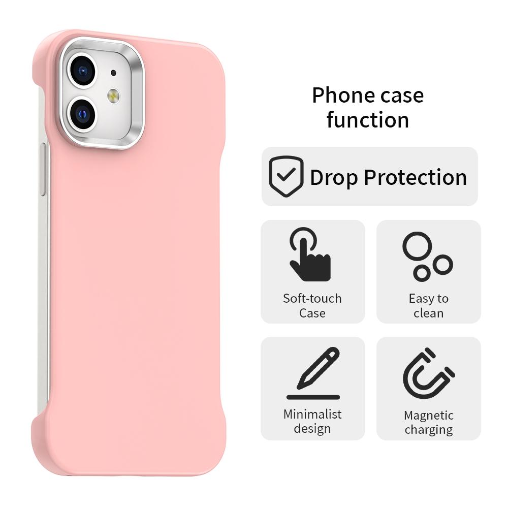 For iPhone 12 Ultra-Slim Frameless TPU + PET + PC Shockproof Phone Case - Pink - EDA009752920C
