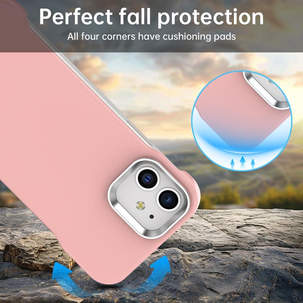 For iPhone 12 Ultra-Slim Frameless TPU + PET + PC Shockproof Phone Case - Pink - EDA009752920C