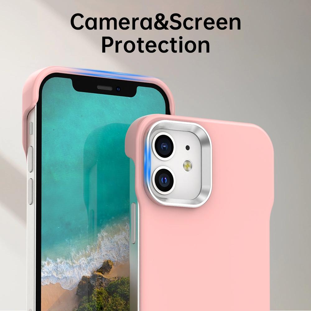 For iPhone 12 Ultra-Slim Frameless TPU + PET + PC Shockproof Phone Case - Pink - EDA009752920C