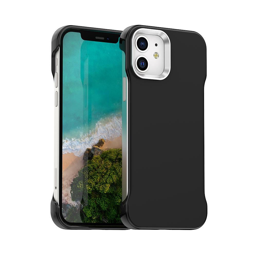 For iPhone 12 Ultra-Slim Frameless TPU + PET + PC Shockproof Phone Case - Black - EDA009752920D