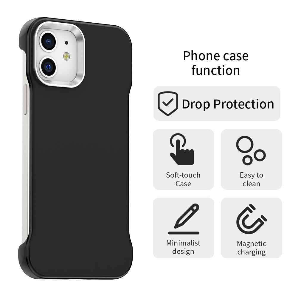 For iPhone 12 Ultra-Slim Frameless TPU + PET + PC Shockproof Phone Case - Black - EDA009752920D