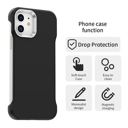 For iPhone 12 Ultra-Slim Frameless TPU + PET + PC Shockproof Phone Case - Black - EDA009752920D