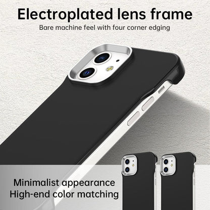 For iPhone 12 Ultra-Slim Frameless TPU + PET + PC Shockproof Phone Case - Black - EDA009752920D
