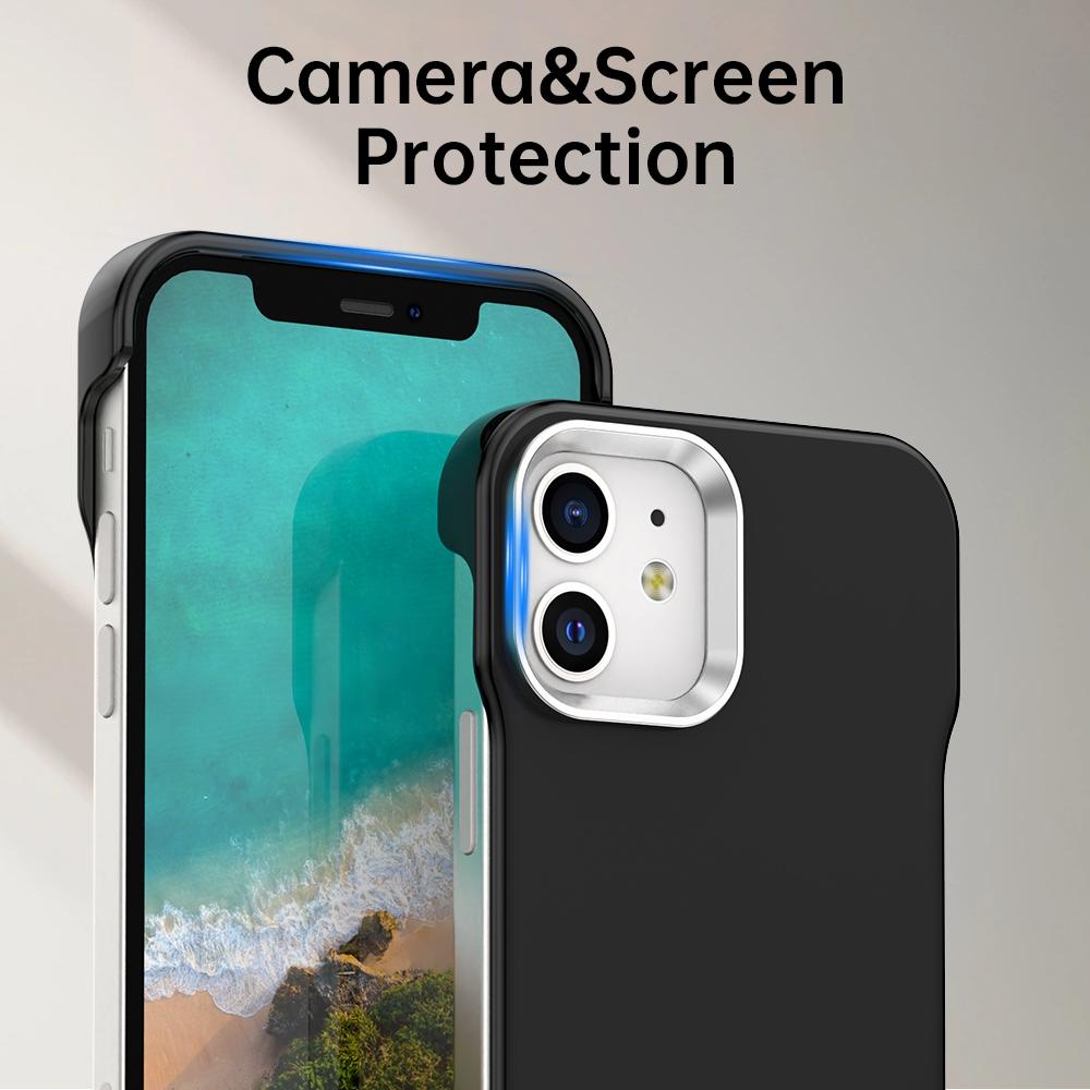 For iPhone 12 Ultra-Slim Frameless TPU + PET + PC Shockproof Phone Case - Black - EDA009752920D