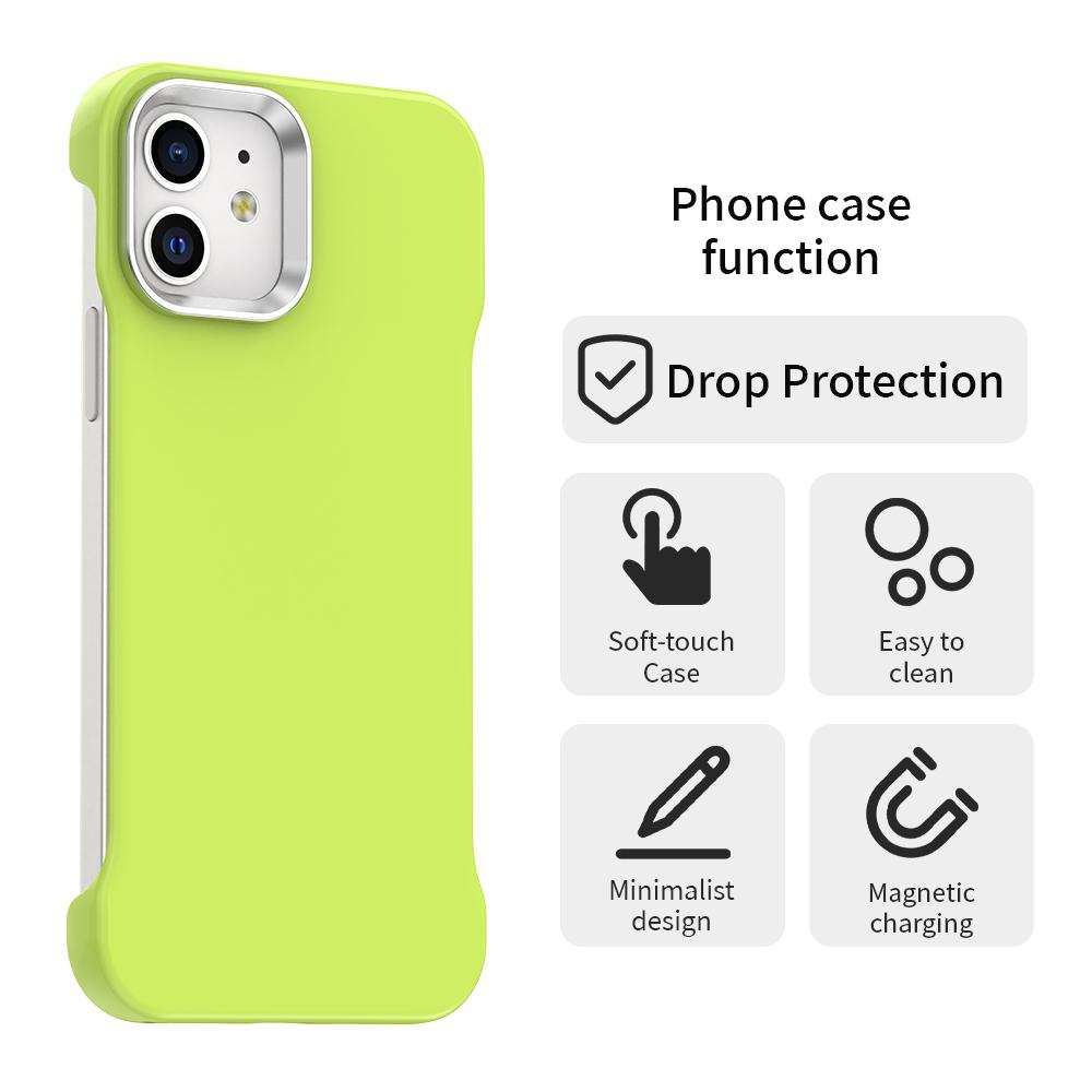 For iPhone 12 Ultra-Slim Frameless TPU + PET + PC Shockproof Phone Case - Green - EDA009752920F