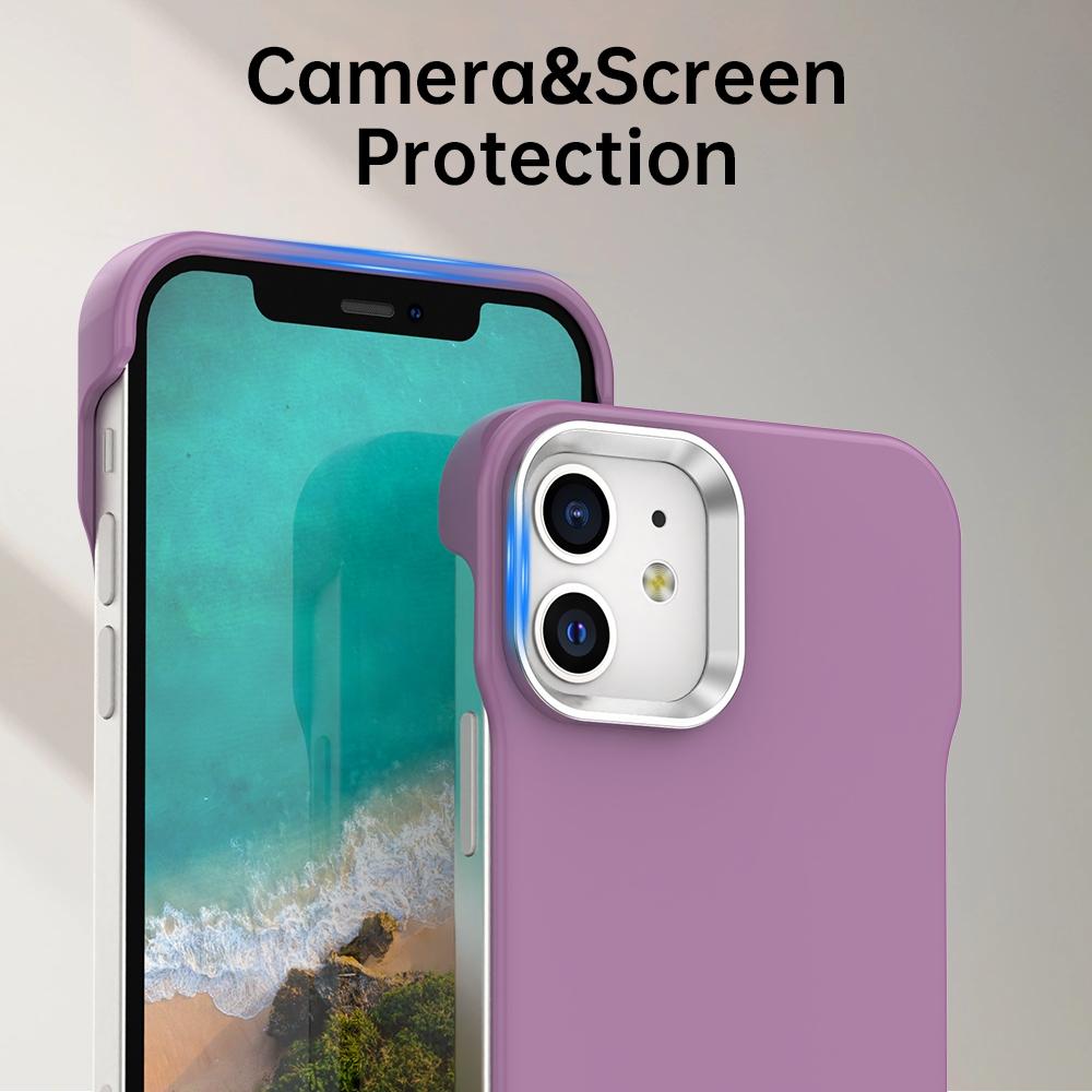 For iPhone 12 Ultra-Slim Frameless TPU + PET + PC Shockproof Phone Case - Purple - EDA009752920G