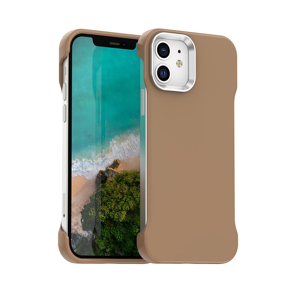 For iPhone 12 Ultra-Slim Frameless TPU + PET + PC Shockproof Phone Case - Brown - EDA009752920H