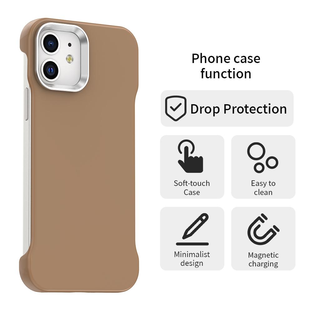 For iPhone 12 Ultra-Slim Frameless TPU + PET + PC Shockproof Phone Case - Brown - EDA009752920H