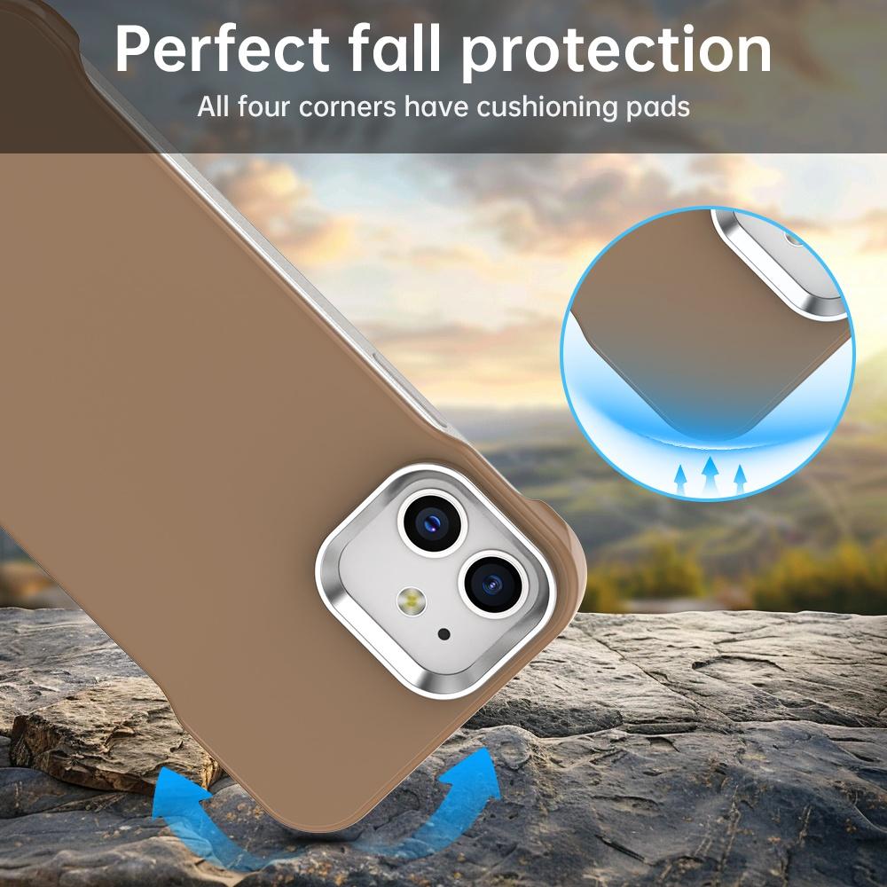 For iPhone 12 Ultra-Slim Frameless TPU + PET + PC Shockproof Phone Case - Brown - EDA009752920H