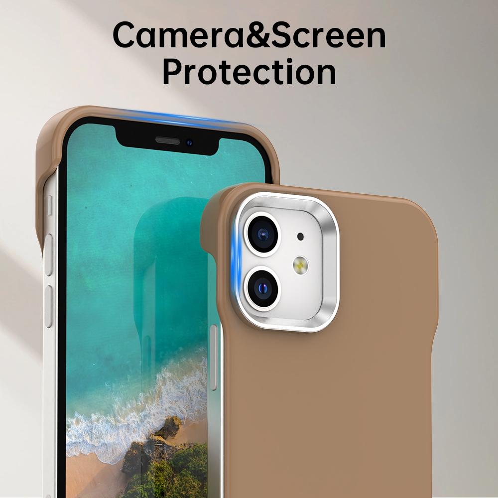 For iPhone 12 Ultra-Slim Frameless TPU + PET + PC Shockproof Phone Case - Brown - EDA009752920H