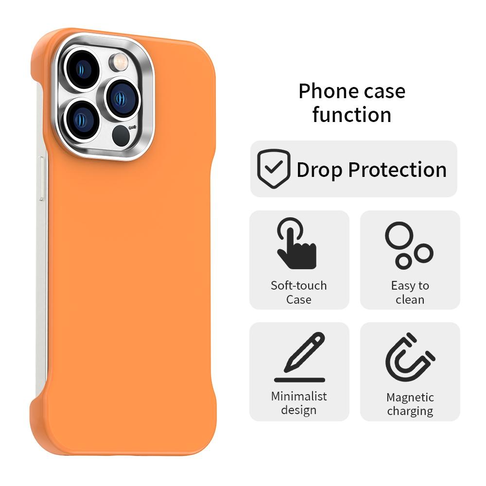 For iPhone 12 Pro Max Ultra-Slim Frameless TPU + PET + PC Shockproof Phone Case - Orange - EDA009752921B