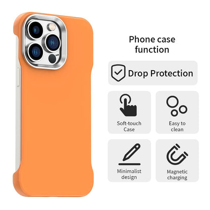 For iPhone 12 Pro Max Ultra-Slim Frameless TPU + PET + PC Shockproof Phone Case - Orange - EDA009752921B
