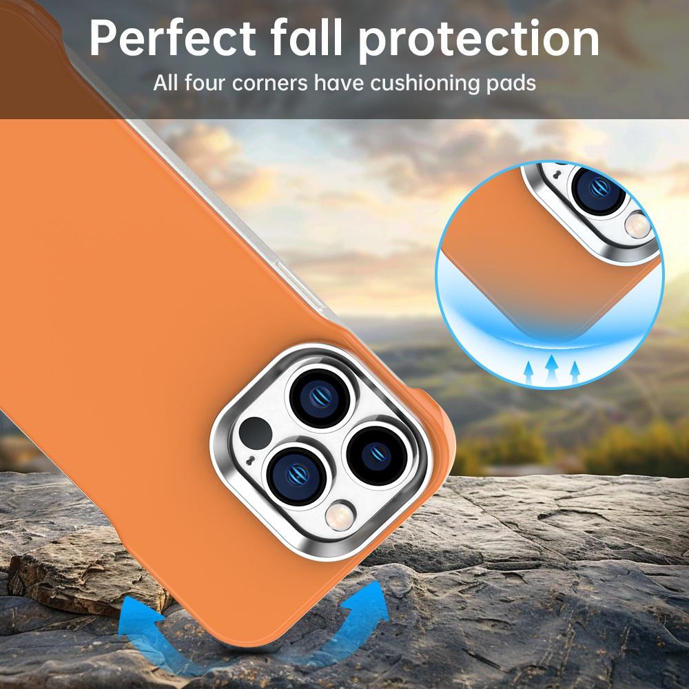 For iPhone 12 Pro Ultra-Slim Frameless TPU + PET + PC Shockproof Phone Case - Orange - EDA009752922B