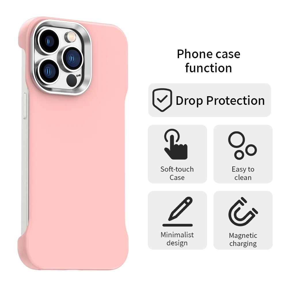 For iPhone 12 Pro Ultra-Slim Frameless TPU + PET + PC Shockproof Phone Case - Pink - EDA009752922C