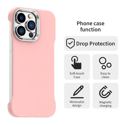 For iPhone 12 Pro Ultra-Slim Frameless TPU + PET + PC Shockproof Phone Case - Pink - EDA009752922C