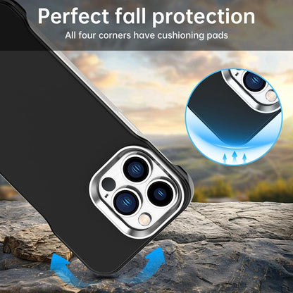 For iPhone 12 Pro Ultra-Slim Frameless TPU + PET + PC Shockproof Phone Case - Black - EDA009752922D