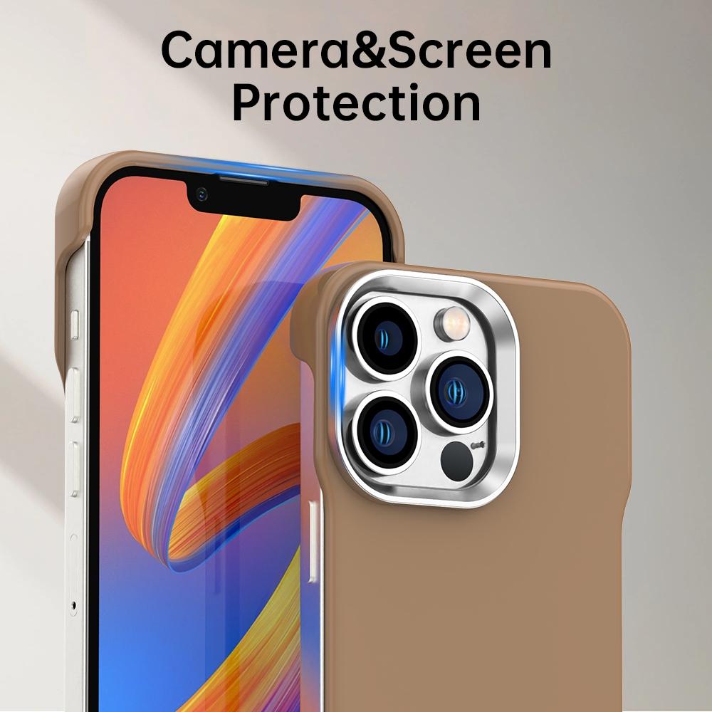 For iPhone 12 Pro Ultra-Slim Frameless TPU + PET + PC Shockproof Phone Case - Brown - EDA009752922H