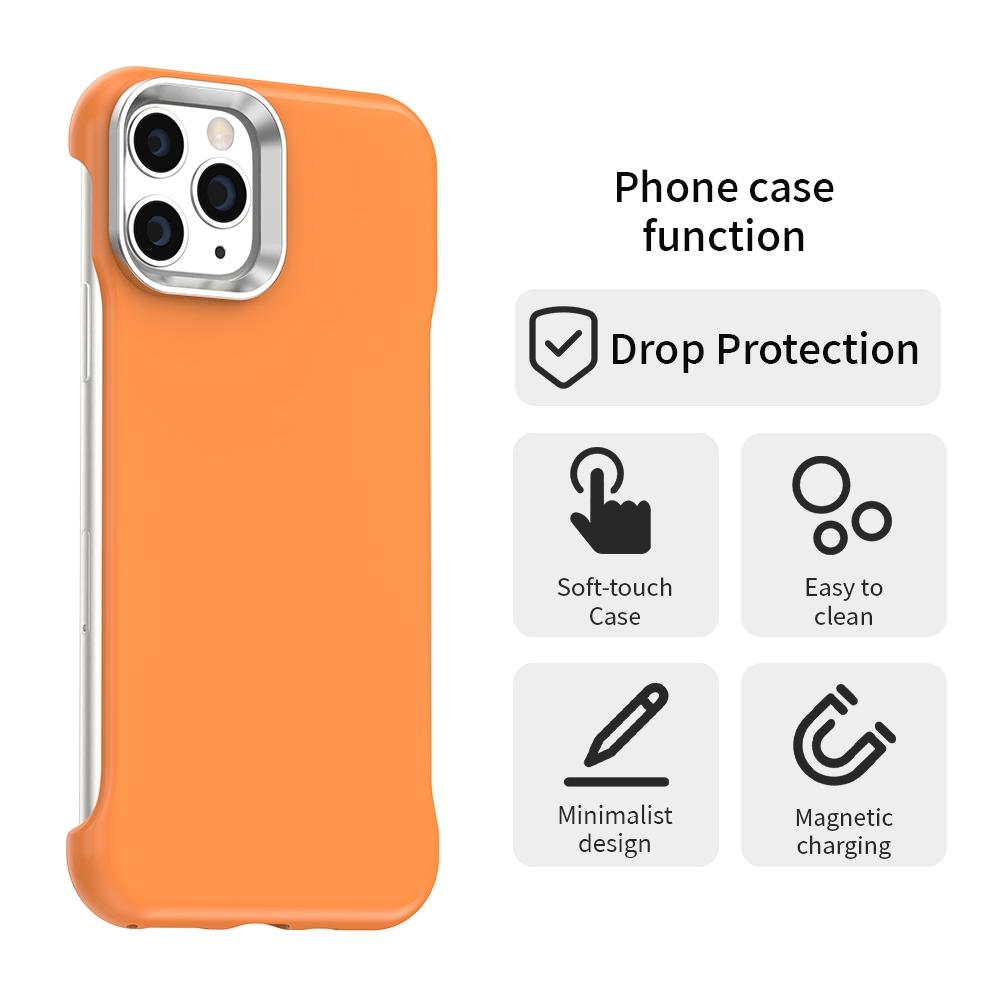 For iPhone 11 Pro Ultra-Slim Frameless TPU + PET + PC Shockproof Phone Case - Orange - EDA009752924B