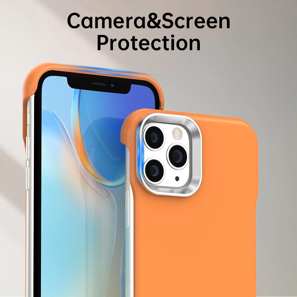 For iPhone 11 Pro Ultra-Slim Frameless TPU + PET + PC Shockproof Phone Case - Orange - EDA009752924B