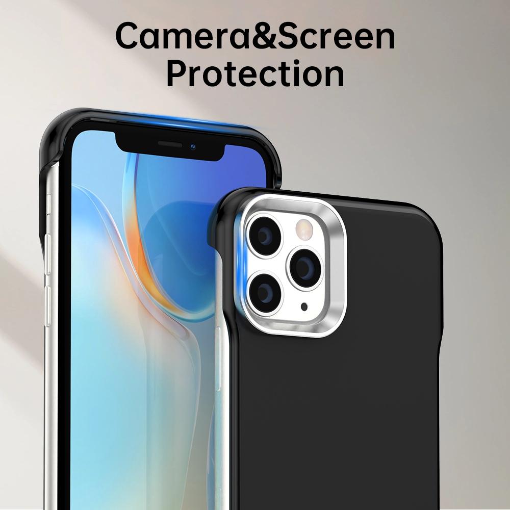 For iPhone 11 Pro Max Ultra-Slim Frameless TPU + PET + PC Shockproof Phone Case - Black - EDA009752925D