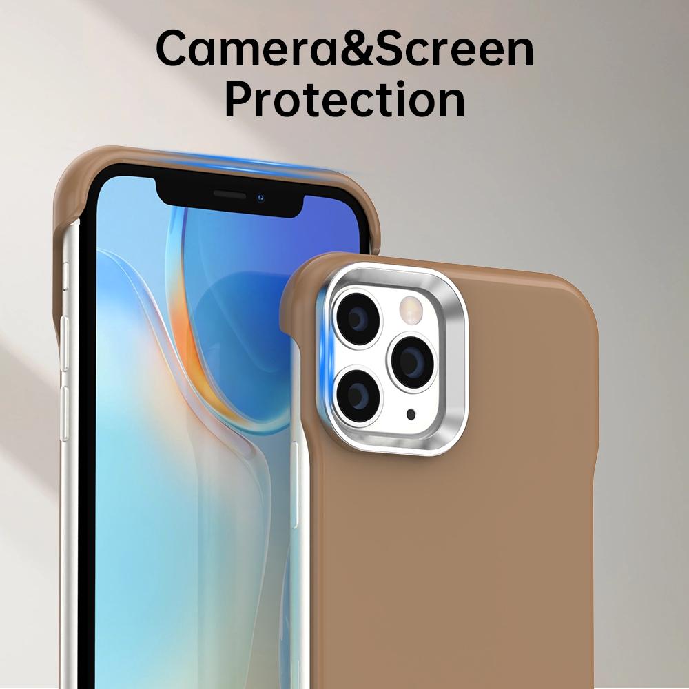 For iPhone 11 Pro Max Ultra-Slim Frameless TPU + PET + PC Shockproof Phone Case - Brown - EDA009752925H