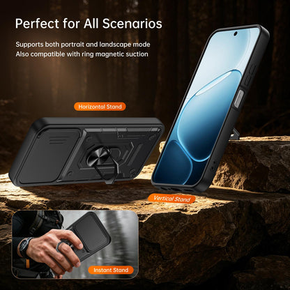 For OPPO A6 / A6x Global Nanshan Armor Sliding Camshield Ring Holder Phone Case - Red - EDA009753001D