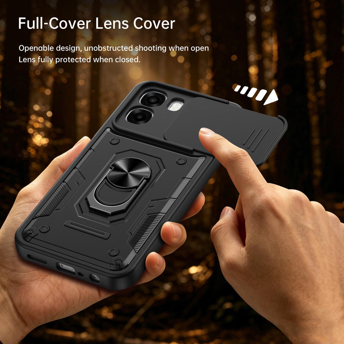 For OPPO A6 / A6x Global Nanshan Armor Sliding Camshield Ring Holder Phone Case - Red - EDA009753001D