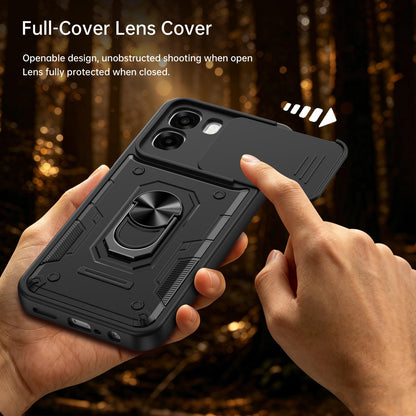 For OPPO A6 / A6x Global Nanshan Armor Sliding Camshield Ring Holder Phone Case - Purple - EDA009753001E