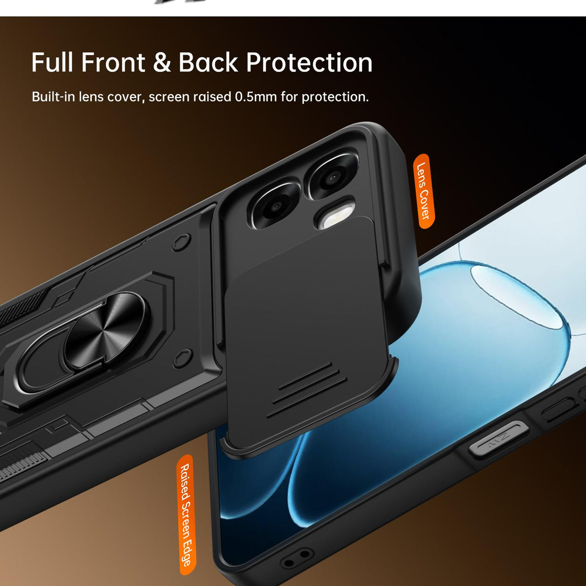 For OPPO A6 / A6x Global Nanshan Armor Sliding Camshield Ring Holder Phone Case - Purple - EDA009753001E