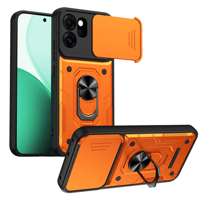 For OPPO Reno15 F / Reno14 F Nanshan Armor Sliding Camshield Ring Holder Phone Case - Orange - EDA009753002A
