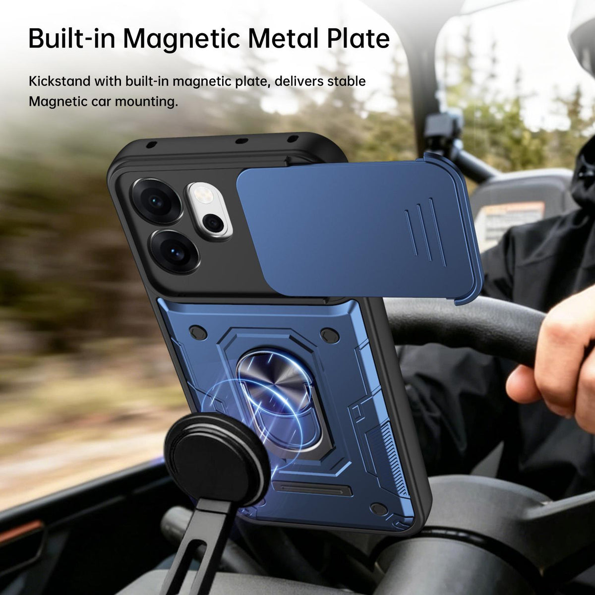 For OPPO Reno15 Pro 5G Global Nanshan Armor Sliding Camshield Ring Holder Phone Case - Orange - EDA009753004A